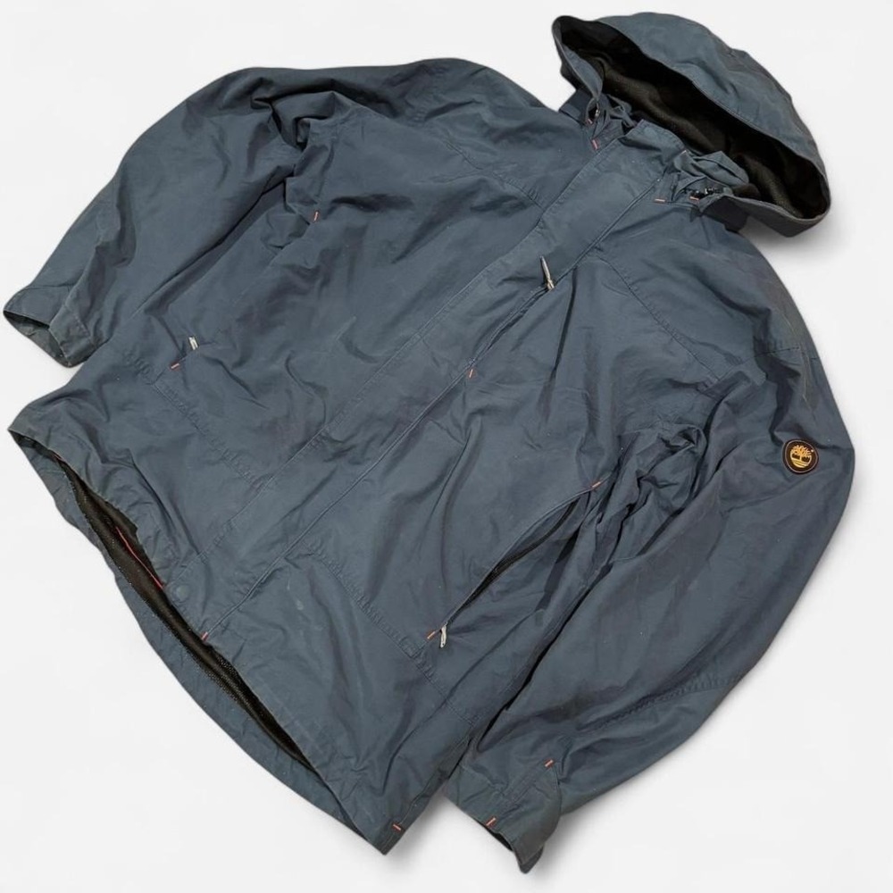 Timberland Weathergear Men's Navy‎ Blue Hooded Rain Jacket Size Medium